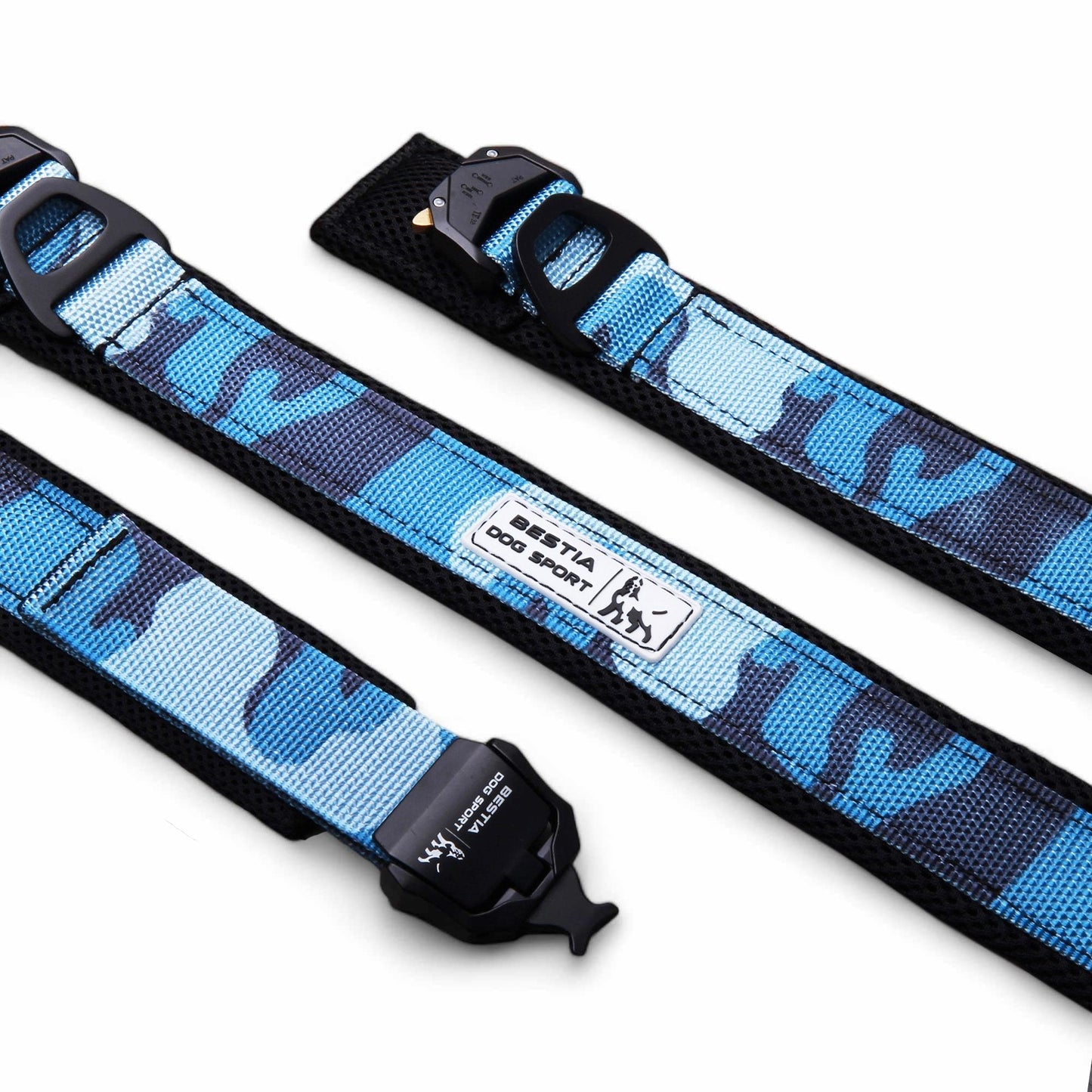 BESTIA Dog Sport Fast Release Collar – Blue Camo Heavy-Duty Training Collar