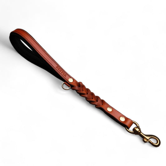 BESTIA Dog Sport Short Control Lead – Brown Handcrafted Leather Training Handle Lead