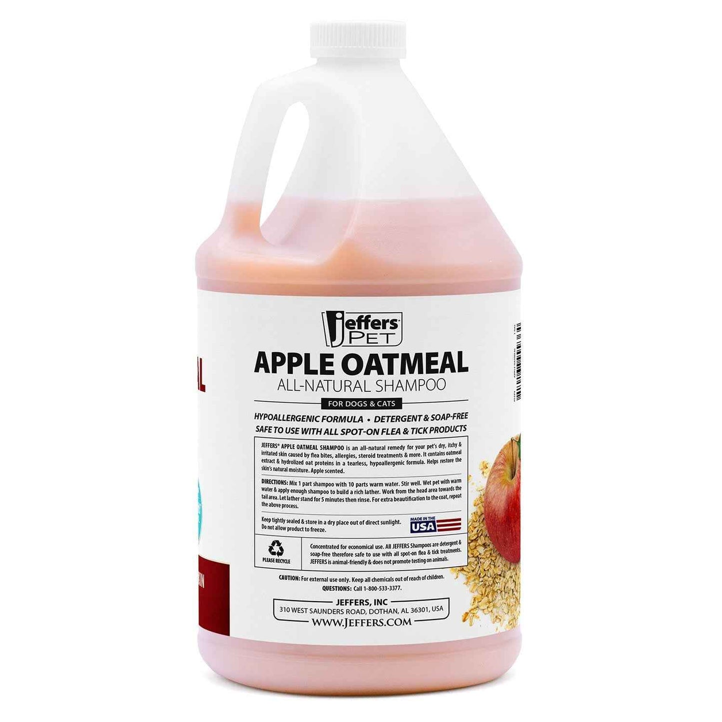 Jeffers Pet Apple Oatmeal All-Natural Hypoallergenic Dry Skin Shampoo for Dogs and Cats